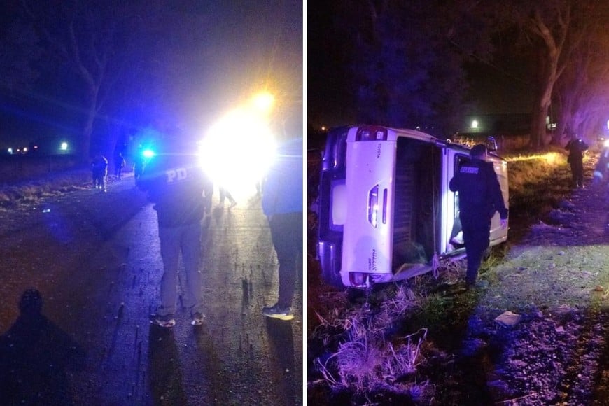 Durante la persecución se produjo el vuelco de una camioneta policial.