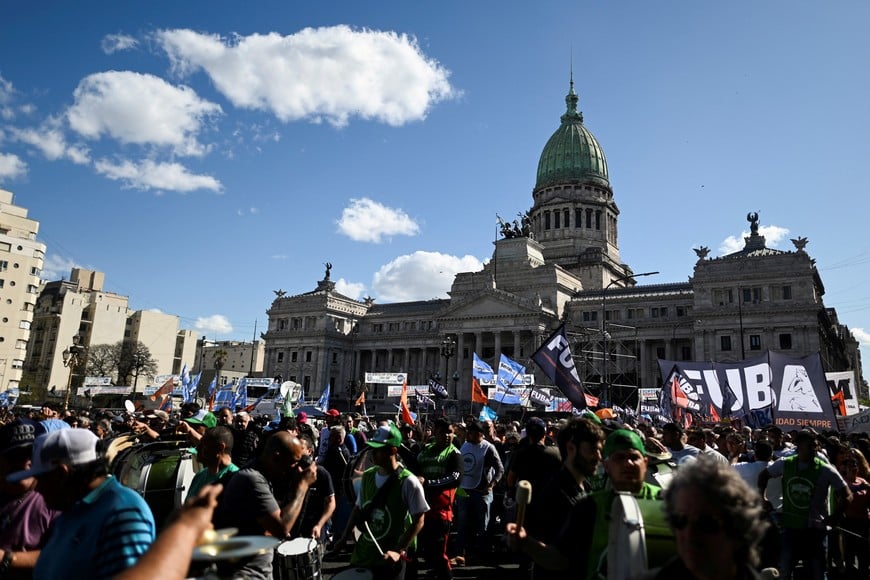 Argentine university students, unions, and social groups protest against Argentina's President Javier Milei's promise to veto a law to finance universities, in Buenos Aires, Argentina, October 2, 2024. REUTERS/Pedro Lazaro Fernandez