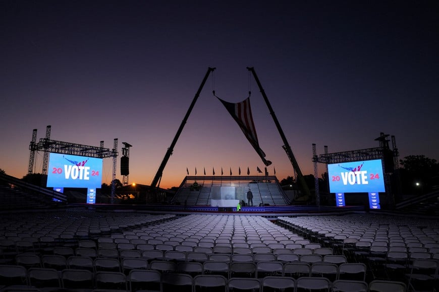 A general view shows the venue of a rally of Republican presidential nominee former U.S. president Donald Trump, on the day Trump returns to the site of the July assassination attempt against him, in Butler, Pennsylvania, U.S., October 5, 2024.  REUTERS/Brian Snyder