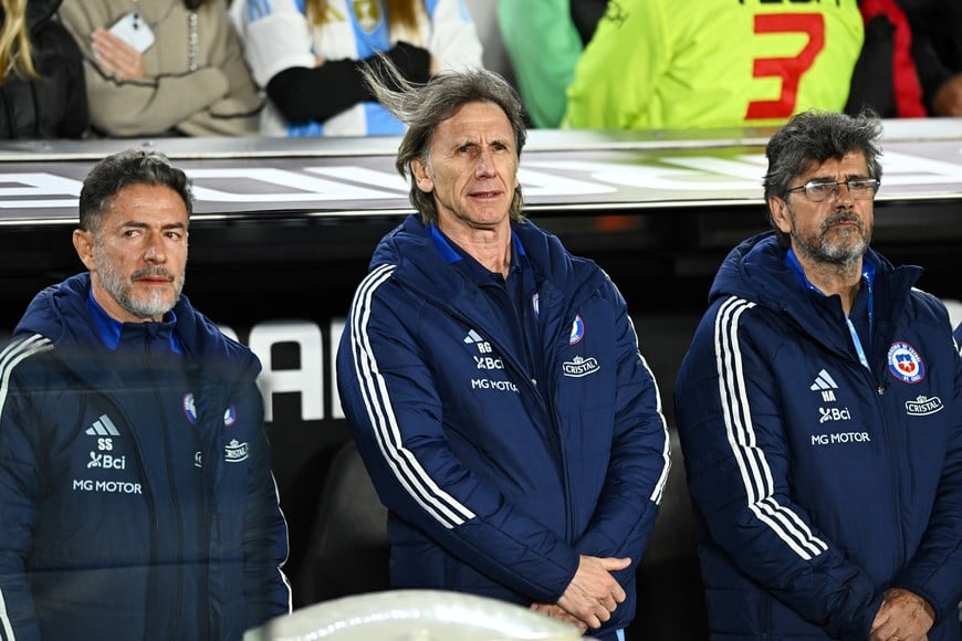 Soccer Football - World Cup - South American Qualifiers - Argentina v Chile - Estadio Mas Monumental, Buenos Aires, Argentina - September 5, 2024
Chile coach Ricardo Gareca during the national anthems before the match REUTERS/Rodrigo Valle