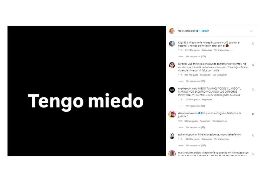 En Instagram, el mensaje de Fabiola.