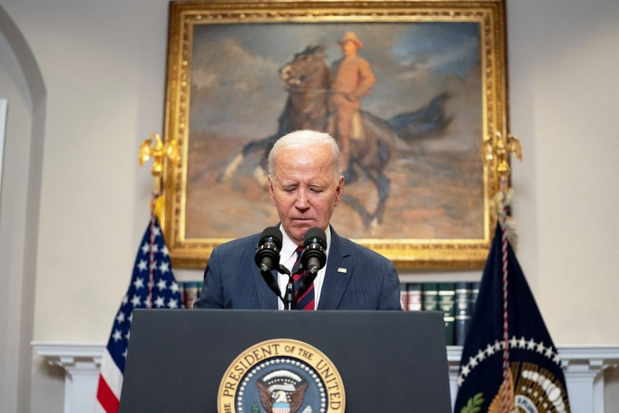 U.S. President Joe Biden delivers remarks about preparations for Hurricane Milton from the Roosevelt Room at the White House in Washington, U.S., October 9, 2024. REUTERS/Nathan Howard