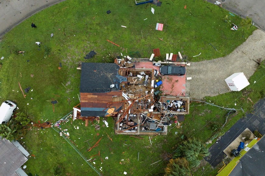 A drone view shows a house destroyed by a tornado as Hurricane Milton approaches Fort Myers, Florida, U.S. October 9, 2024. REUTERS/Ricardo Arduengo     TPX IMAGES OF THE DAY