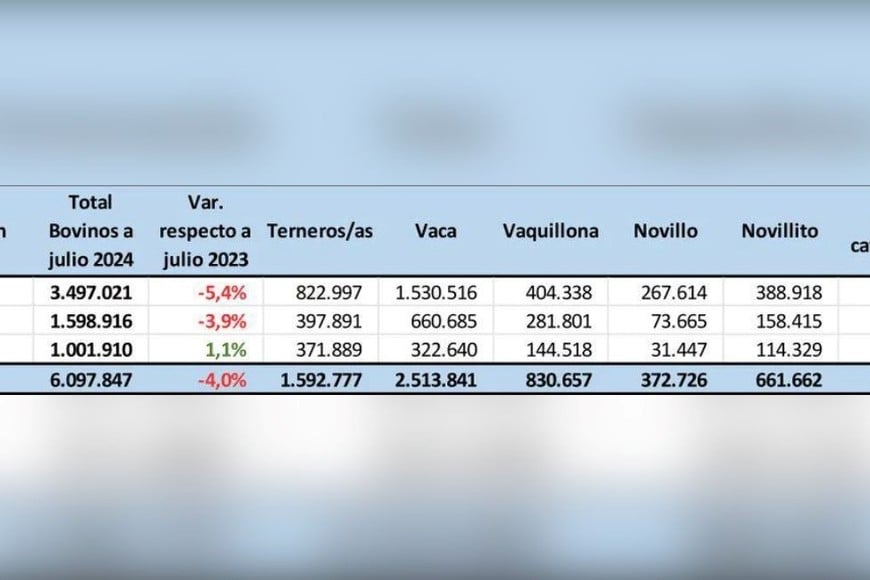 Existencias bovinas por región de la provincia de Santa Fe. Gentileza: Bolsa de Comercio de Santa Fe.