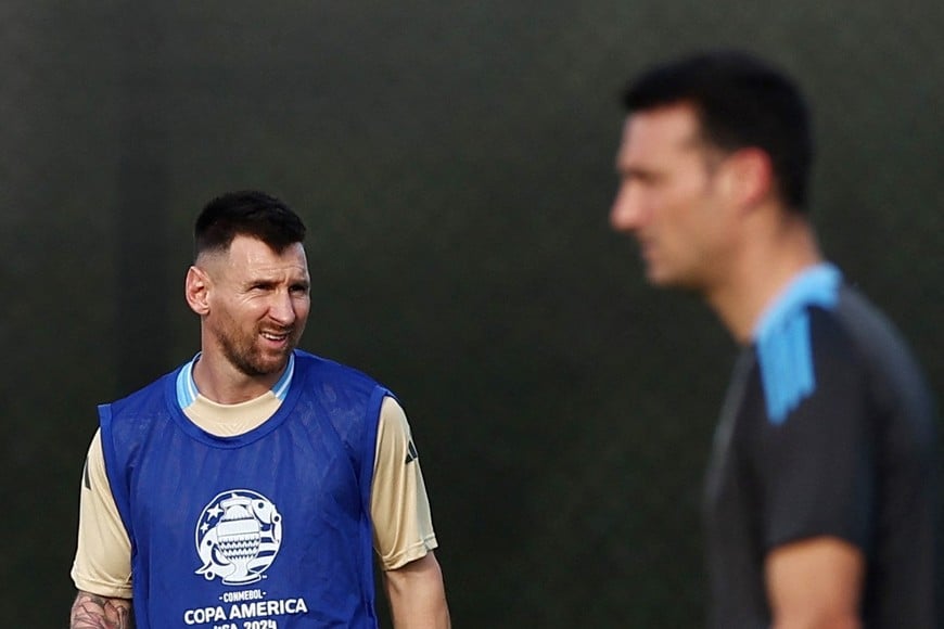 Soccer Football - Copa America 2024 - Argentina training - RBNY Training Facility, East Hanover, New Jersey, United States - July 8, 2024
Argentina's Lionel Messi during training with Argentina coach Lionel Scaloni REUTERS/Agustin Marcarian