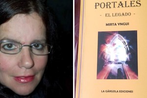 Izquierda: Mirta Yngui, autora de "Portales" (El Legado). Derecha: tapa de "Portales" (2024), novela que amalgama la historia, la fantasía y la aventura.