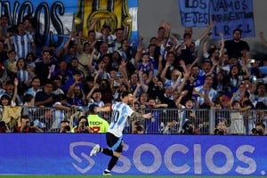 Soccer Football - World Cup - South American Qualifiers - Argentina v Bolivia - Estadio Mas Monumental, Buenos Aires, Argentina - October 15, 2024
Argentina's Lionel Messi celebrates scoring their first goal REUTERS/Agustin Marcarian