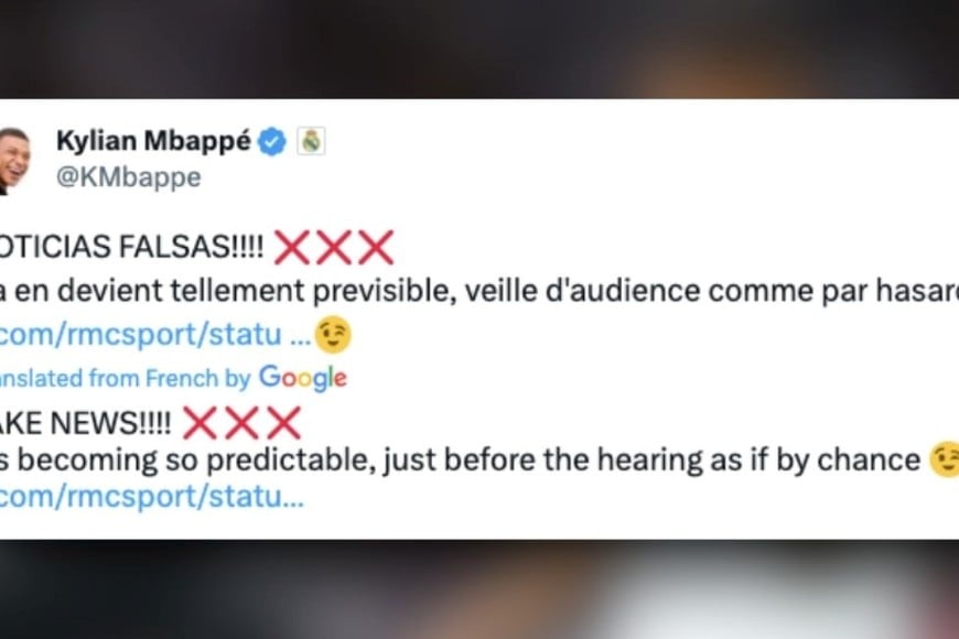 La respuesta de Mbappé en X.