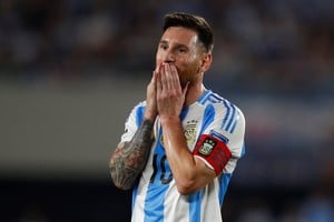 Soccer Football - World Cup - South American Qualifiers - Argentina v Bolivia - Estadio Mas Monumental, Buenos Aires, Argentina - October 15, 2024
Argentina's Lionel Messi reacts REUTERS/Matias Baglietto