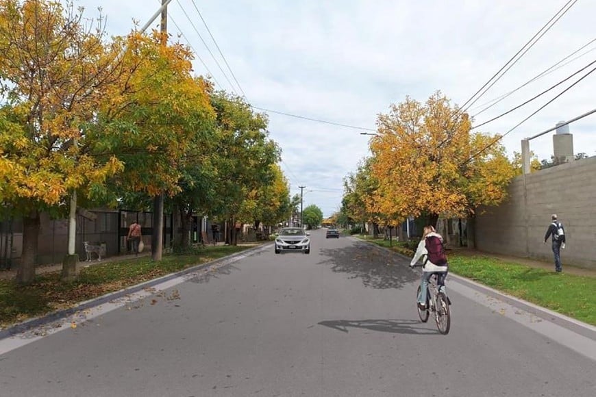 Así se verá. El render muestra cómo quedaría la calle Larrea pavimentada, entre dos de las avenidas más importantes de esta capital.