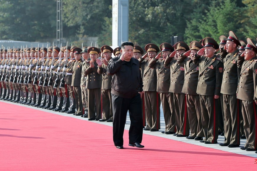 North Korean leader Kim Jong Un inspects the headquarters of the 2nd Corps of North Korean army, October 17, 2024, in this photo released by North Korea's official Korean Central News Agency.   KCNA via REUTERS    ATTENTION EDITORS - THIS IMAGE WAS PROVIDED BY A THIRD PARTY. REUTERS IS UNABLE TO INDEPENDENTLY VERIFY THIS IMAGE. NO THIRD PARTY SALES. SOUTH KOREA OUT. NO COMMERCIAL OR EDITORIAL SALES IN SOUTH KOREA.