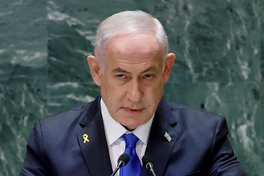 Israel's Prime Minister Benjamin Netanyahu addresses the 79th United Nations General Assembly at U.N. headquarters in New York, U.S., September 27, 2024.  REUTERS/Eduardo Munoz     TPX IMAGES OF THE DAY