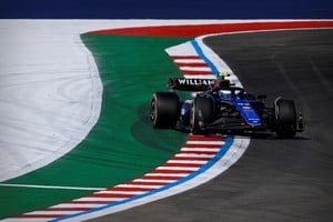 Oct 18, 2024; Austin, Texas, USA; Williams Racing driver Franco Colapinto (43) of Team Argentina drives during practice for the 2024 US Grand Prix at Circuit of the Americas. Mandatory Credit: Jerome Miron-Imagn Images