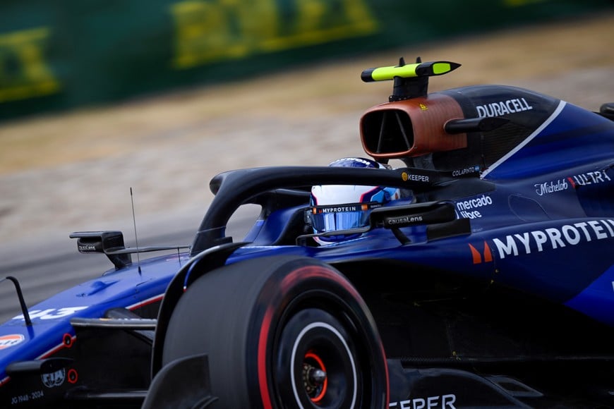 Oct 18, 2024; Austin, Texas, USA; Williams Racing driver Franco Colapinto (43) of Team Argentina drives during practice for the 2024 US Grand Prix at Circuit of the Americas. Mandatory Credit: Jerome Miron-Imagn Images