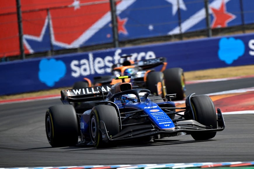 Oct 19, 2024; Austin, Texas, USA; Williams Racing driver Franco Colapinto (43) of Team Argentina drives during the Sprint Race in the 2024 Formula One US Grand Prix at Circuit of the Americas. Mandatory Credit: Jerome Miron-Imagn Images