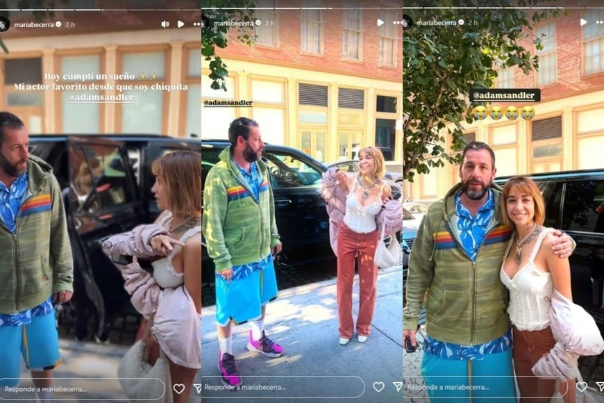 Un inesperado video de María Becerra conversando con Adam Sandler en Nueva Yorok revolucionó las redes (Foto: Instagram /mariabecerra)