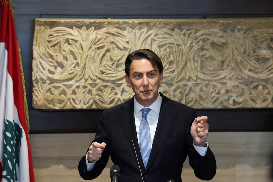 U.S. special envoy Amos Hochstein speaks during a press conference in Beirut, Lebanon October 21, 2024. REUTERS/Mohamed Azakir