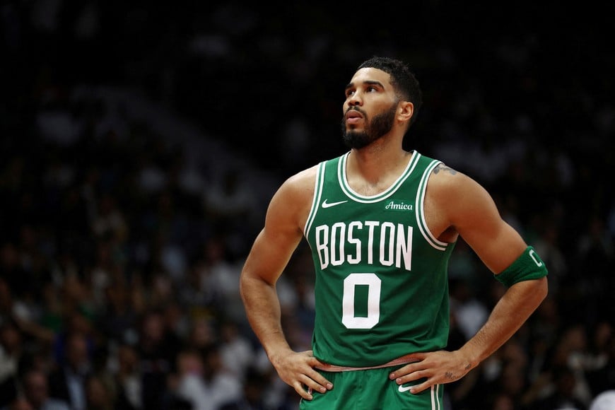 FILE PHOTO: Basketball - NBA - Pre-Season Game - Boston Celtics v Denver Nuggets - Etihad Arena, Yas Island, Abu Dhabi, United Arab Emirates - October 6, 2024
Boston Celtics' Jayson Tatum during the match REUTERS/Amr Alfiky/File Photo