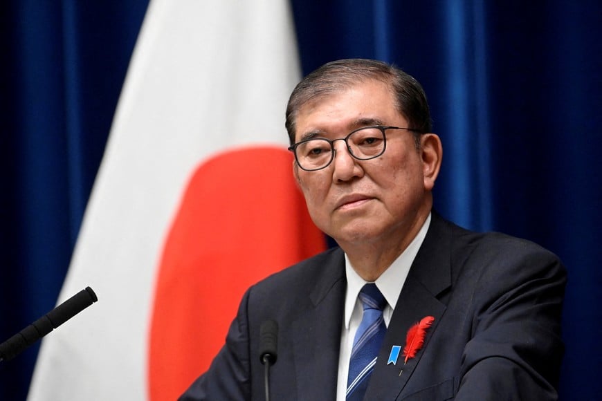 FILE PHOTO: Japanese Prime Minister Shigeru Ishiba holds a press conference on October 9, 2024, at his official residence in Tokyo, Japan, after dissolving the Lower House of Parliament and proceeding for an early election on October 27.    David Mareuil/Pool via REUTERS/File Photo