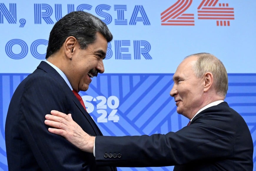 Russia's President Vladimir Putin meets with Venezuela's President Nicolas Maduro on the sidelines of the BRICS summit in Kazan on October 23, 2024.     ALEXANDER NEMENOV/Pool via REUTERS