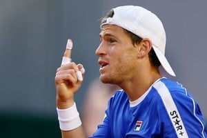 Tennis - French Open - Roland Garros, Paris, France - June 2, 2023 
Argentina's Diego Schwartzman reacts during his third round match against Greece's Stefanos Tsitsipas REUTERS/Kai Pfaffenbach