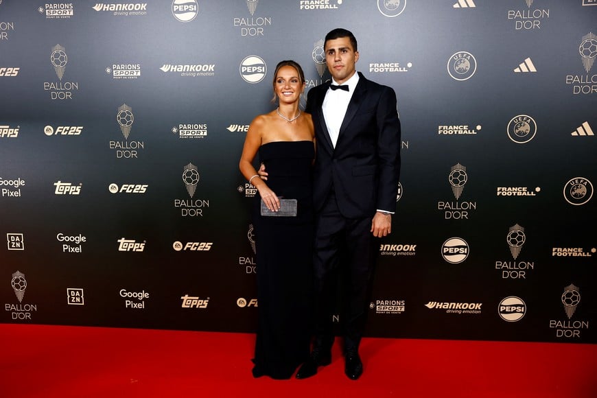 Soccer Football - Ballon d'Or - Arrivals - Theatre du Chatelet, Paris, France - October 28, 2024
Spain's Rodri with Laura Iglesias REUTERS/Sarah Meyssonnier