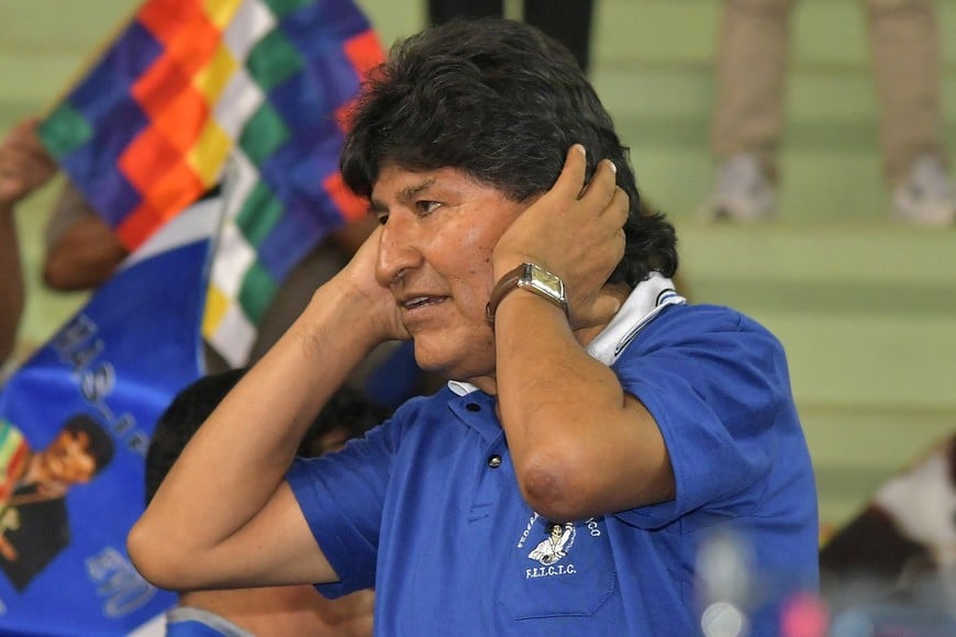 Bolivia's former President Evo Morales gestures during an event to mark Indigenous Resistance Day, in Cochabamba, Bolivia October 12, 2024. REUTERS/Patricia Pinto