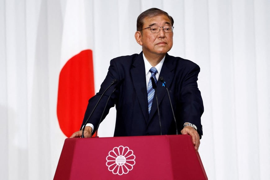 Japanese Prime Minister and leader of the ruling Liberal Democratic Party (LDP) Shigeru Ishiba looks on as he speaks during a press conference a day after Japan's lower house election, at the party's headquarters in Tokyo, Japan October 28, 2024. REUTERS/Kim Kyung-Hoon/Pool