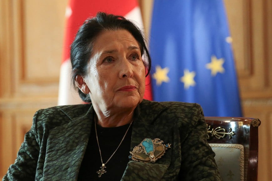 Georgia's President Salome Zourabichvili speaks during an interview with Reuters following the recent parliamentary election in Tbilisi, Georgia October 28, 2024. REUTERS/Irakli Gedenidze