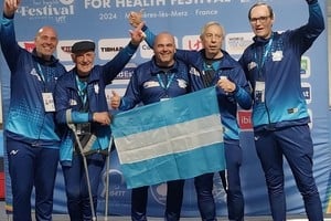 El equipo argentino de tenis de mesa. 