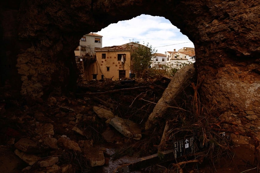 The debris is seen after heavy rains caused flooding, in Letur, Spain, October 30, 2024. REUTERS/Susana Vera