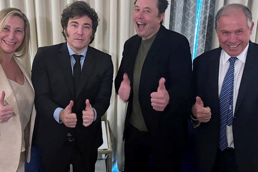 Werthein, junto a los hermanos Milei y Elon Musk.