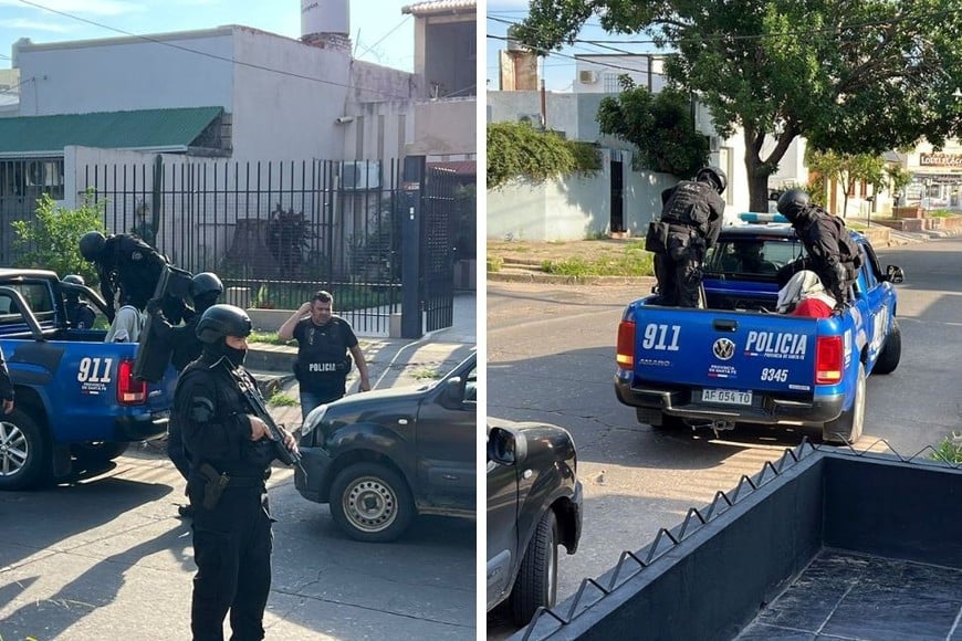 El momento en que los policías trasladan al detenido.