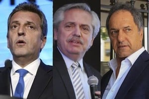 Dirigentes justicialistas, Sergio Massa, Alberto Fernández y Daniel Scioli.