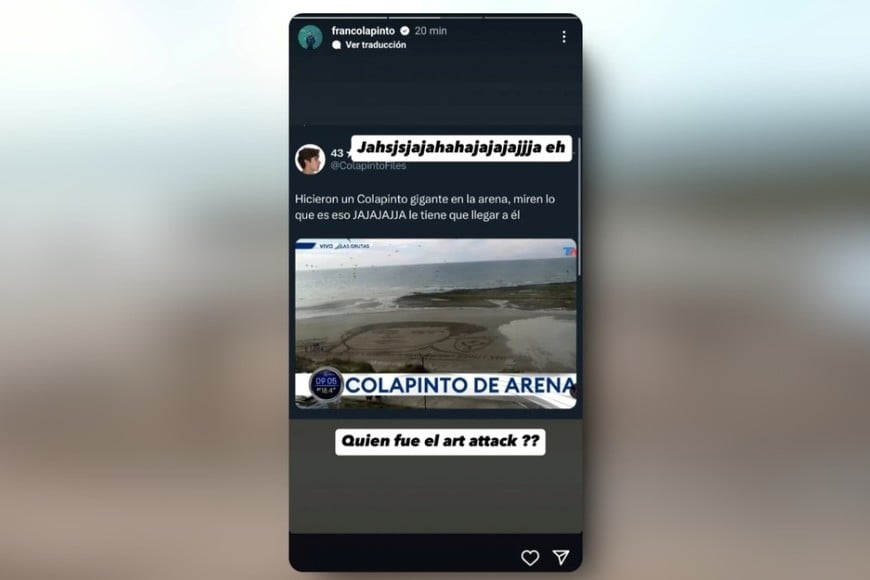 “Quién fue el art attack??”, se preguntó el piloto en sus historias de Instagram.