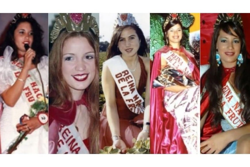 Reinas nacionales corondinas en los 90 y 2000: Yanina Murphy, Ingrid Paud, María José Pagani, Sofía Chasco y Ailín Óssola.