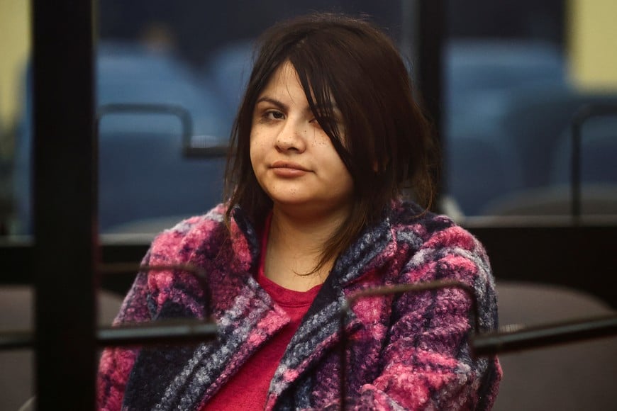 Brenda Uliarte sits in court, for her and Sabag Montiel's trial, who are charged with attempted aggravated murder as co-perpetrators against Argentina’s former President Cristina Kirchner de Fernandez when she was vice-president of the country, in Buenos Aires, Argentina June 26, 2024. REUTERS/Tomas Cuesta