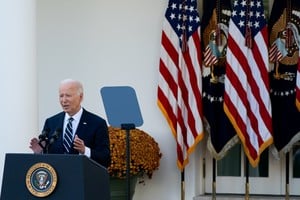 U.S. President Joe Biden delivers remarks on the 2024 election results and the upcoming presidential transition of power, in the Rose Garden of the White House in Washington, U.S., November 7, 2024. REUTERS/Elizabeth Frantz