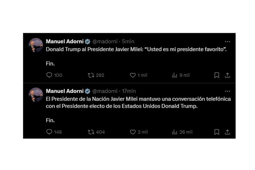 El posteo del vocero presidencial.