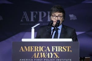 Argentine President Javier Milei speaks at the America First Policy Institute (AFPI) gala at Mar-A-Lago in Palm Beach, Florida, U.S., November 14, 2024. REUTERS/Carlos Barria