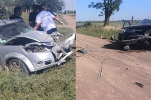 Colisionaron una camioneta Renault Duster verde y un auto Ford Ka gris en calle 27 de Febrero al 2400 de Esperanza, en el sector sur de la ciudad que es cabecera del departamento santafesino Las Colonias.