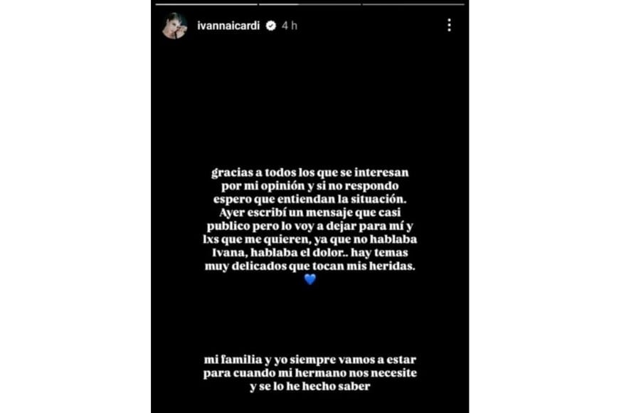 El posteo de Ivana en redes sociales.