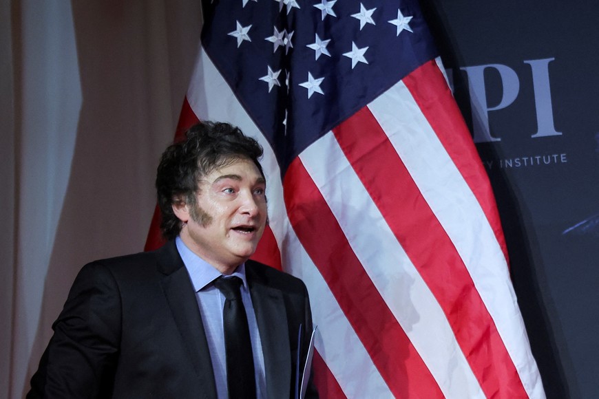 Argentine President Javier Milei attends the America First Policy Institute (AFPI) gala at Mar-A-Lago in Palm Beach, Florida, U.S., November 14, 2024. REUTERS/Carlos Barria