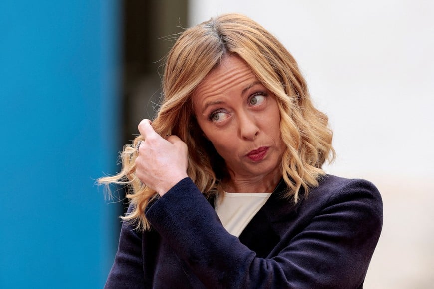 Italian Prime Minister Giorgia Meloni reacts on the day she meets NATO Secretary General Mark Rutte at Chigi Palace in Rome, Italy, November 5, 2024. REUTERS/Remo Casilli     TPX IMAGES OF THE DAY