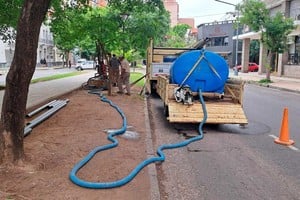 Los trabajos que se realizaban durante este miércoles en bulevar casi Belgrano.