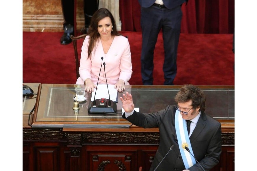 El presidente Javier Milei y la vice Victoria Villarruel en la apertura de sesiones ordinarias del Congreso nacional el 1ª de marzo. En las últimas semanas es casi imposble encontrar una imagen que reúna a las máximas autoridades del Ejecutivo nacional.