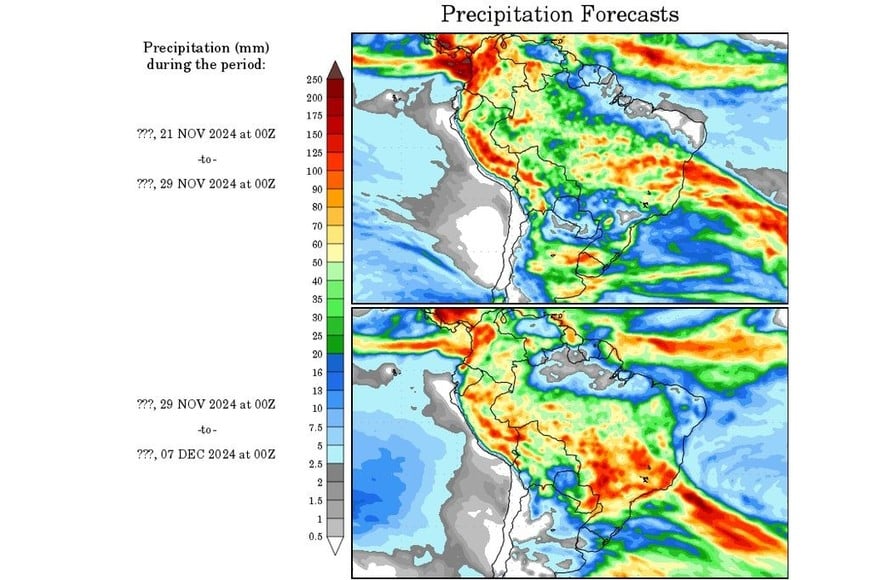 Las previsiones anticipan lluvias en Castellanos y San Cristóbal entre el domingo 24 y el jueves 28 de noviembre, con acumulados que podrían rondar -e incluso superar- los 30 a 40mm.