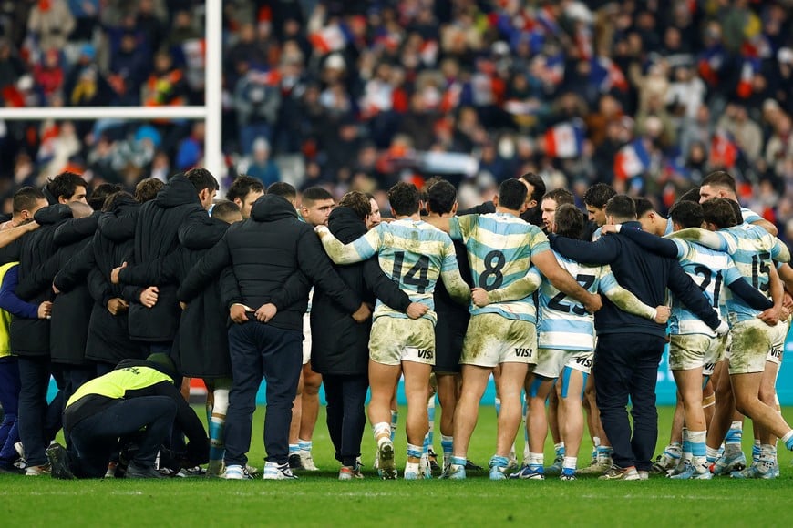 Rugby Union - Autumn Internationals - France v Argentina - Stade de France, Saint-Denis near Paris, France - November 22, 2024
Argentina players huddle after the match REUTERS/Christian Hartmann