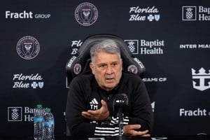 Inter Miami head coach Gerardo Martino speaks during a press conference to announce that he will depart the club due to personal reasons, at Chase Stadium in Fort Lauderdale, Florida, U.S., November 22, 2024. REUTERS/Marco Bello