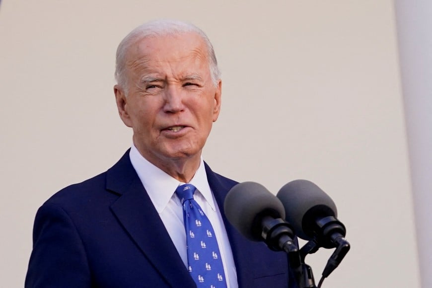 U.S. President Joe Biden delivers remarks from the Rose Garden of the White House in Washington, U.S., November 26, 2024. REUTERS/Nathan Howard